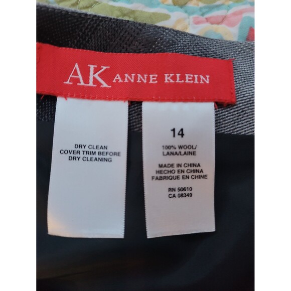 VTG Anne Klein Gradient Grey Wool Midi Skirt Sz 14 Dark Academia Preppy - Picture 6 of 7